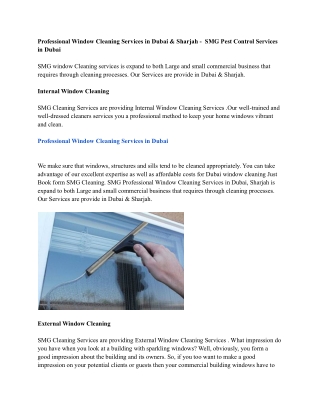 Professional Window Cleaning Services in Dubai & Sharjah -  SMG Pest Control Services in Dubai