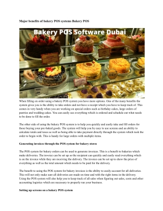 Bakery POS Software Dubai