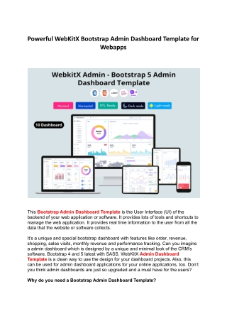 Powerful WebKitX Bootstrap Admin Dashboard Template for Webapps