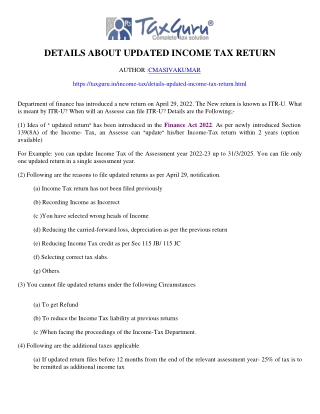 Details about updated Income tax return