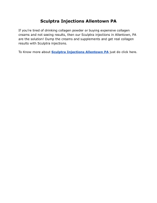 Sculptra Injections Allentown PA