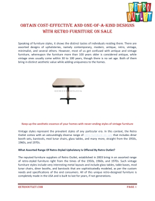 Obtain cost-effective and one-of-a-kind designs with retro furniture on sale