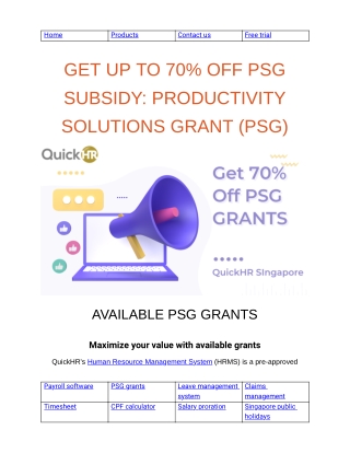 PRODUCTIVITY SOLUTIONS GRANT (PSG)