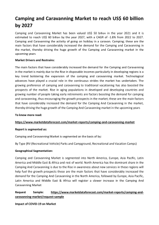 Camping And Caravanning Market