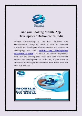 Are you Looking Mobile App Development Outsource to India