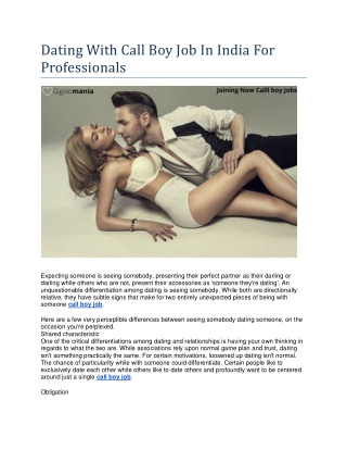 Dating With Call Boy Job In India For Professionals