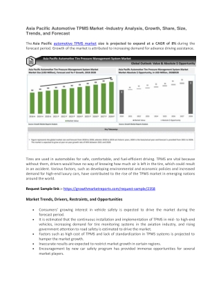 Asia Pacific Automotive TPMS Market