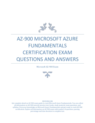 AZ-900 Microsoft Azure Fundamentals Certification Exam Questions and Answers