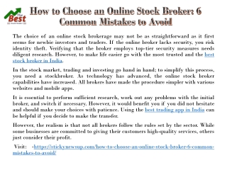 How to Choose an Online Stock Broker 6 Common Mistakes to Avoid