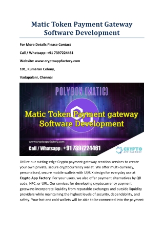 Matic token payment gateway software development