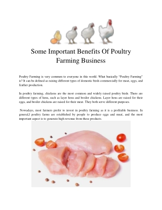 Some Important Benefits Of Poultry Farming Business