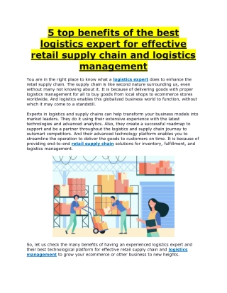 5 top benefits of the best logistics expert for effective retail supply chain and logistics management