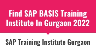 Find SAP BASIS Training Institute In Gurgaon 2022
