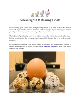 Advantages Of Rearing Goats