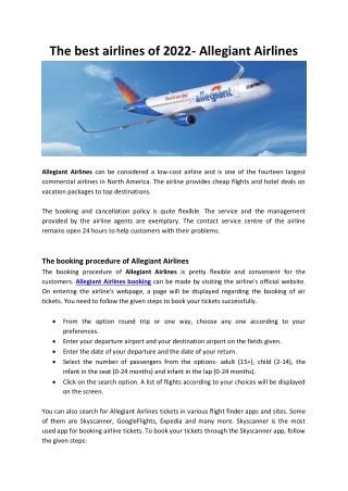 The best airlines of 2022- Allegiant Airlines