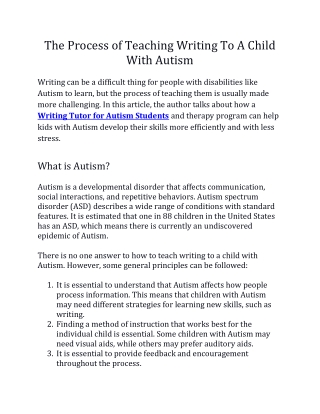 Writing Tutor for Autism Students