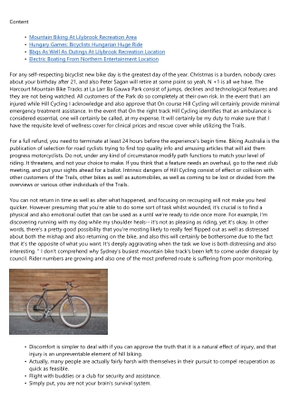 Hill Biking As High-risk As Football, Diving News In Science Abc Scientific Rese
