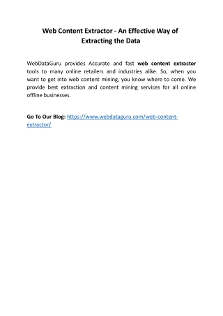 Web Content Extractor - An Effective Way of Extracting the Data