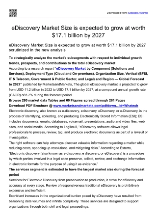 eDiscovery Market Size is expected to grow at worth $17.1 billion by 2027