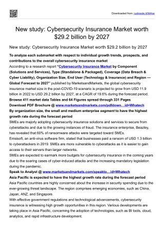 New study: Cybersecurity Insurance Market worth $29.2 billion by 2027