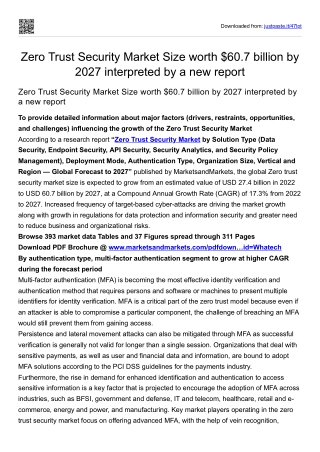 Zero Trust Security Market Size worth $60.7 billion by 2027 interpreted by a new