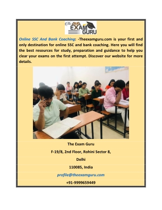 Online Ssc and Bank Coaching  Theexamguru.com