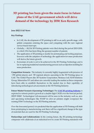 UAE 3D Printing Market Growth, Recent Trends, In-depth Analysis, Size 2022