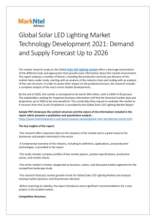 Global Solar LED Lighting Market Research Report: Forecast (2021-2026)