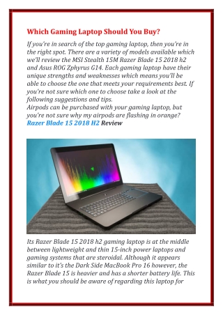 Which Gaming Laptop Should You Buy