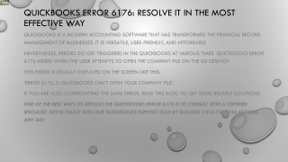 Most efficient way to resolve QuickBooks Error 6176