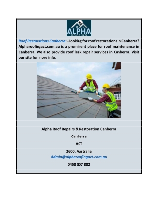 Roof Restorations Canberra Alpharoofingact.com