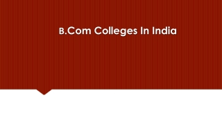 B.Com Colleges In India