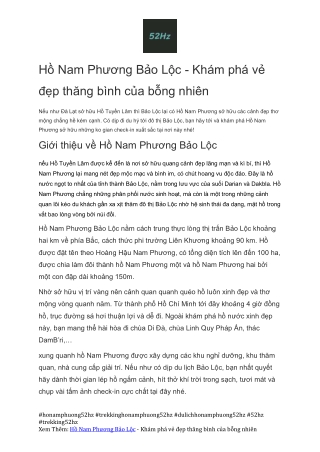 Kinh Nghiem Du Lich Ho Nam Phuong Bao Loc 52hz