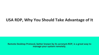 USA RDP, Why You Should Take Advantage of It