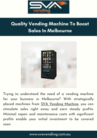 Quality Vending Machine To Boost Sales In Melbourne
