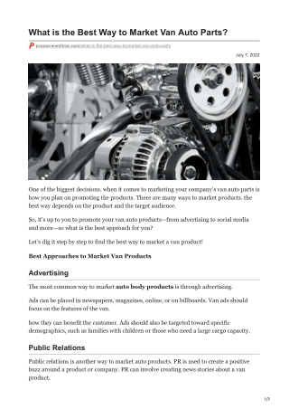 propernewstime.com-What is the Best Way to Market Van Auto Parts