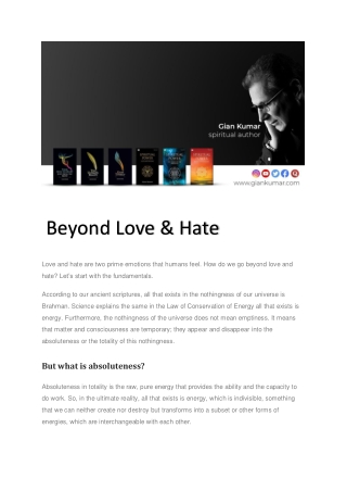 Beyond Love & Hate