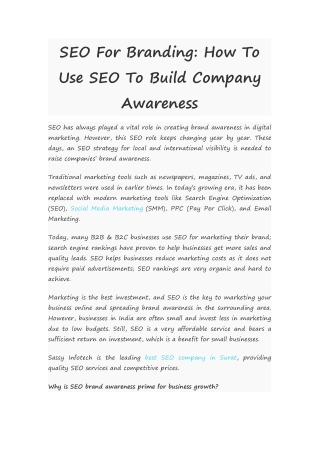 SEO For Branding How To Use SEO To Build Company Awareness