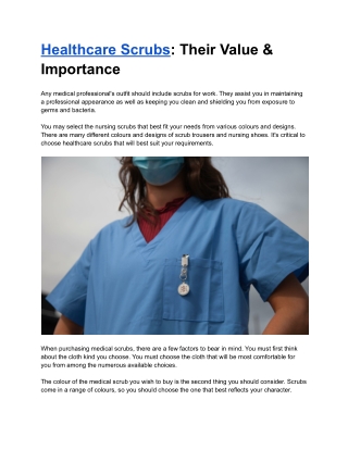 Healthcare Scrubs Their Value & Importance