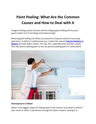 Paint Peeling: What Are the Common Causes and How to Deal with it