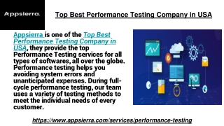 Top Best Performance Testing Company in USA