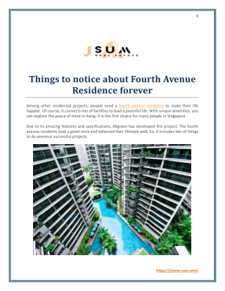 Things to notice about Fourth Avenue Residence forever