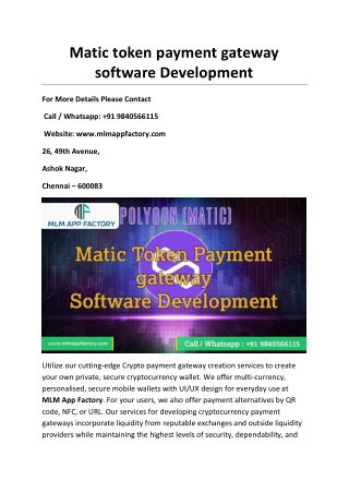 Matic token payment gateway software development