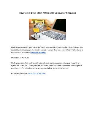 How to Find the Most Affordable Consumer financing