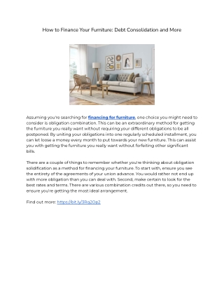 How to Finance Your Furniture: Debt Consolidation and More