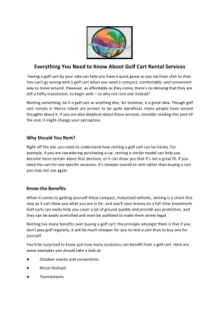 Best Golf Cart Rentals on Marco Island – Marco Fun Rental