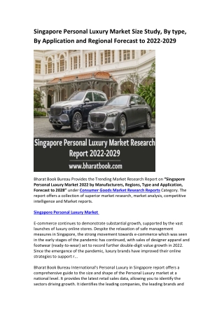 Singapore Personal Luxury Market Research Report 2022-2029