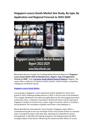 Singapore Luxury Goods Market Research Report 2022-2029