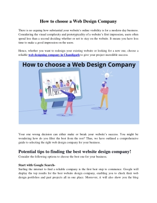 How to Choose a Web Design Company