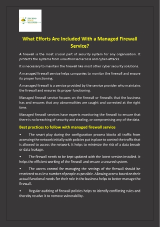 What Efforts Are Included With a Managed Firewall Service